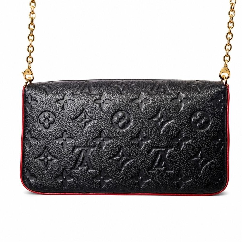 Authentic Louis Vuitton Monogram Empreinte Pochette Felicie Marine Rouge France - Picture 2 of 11